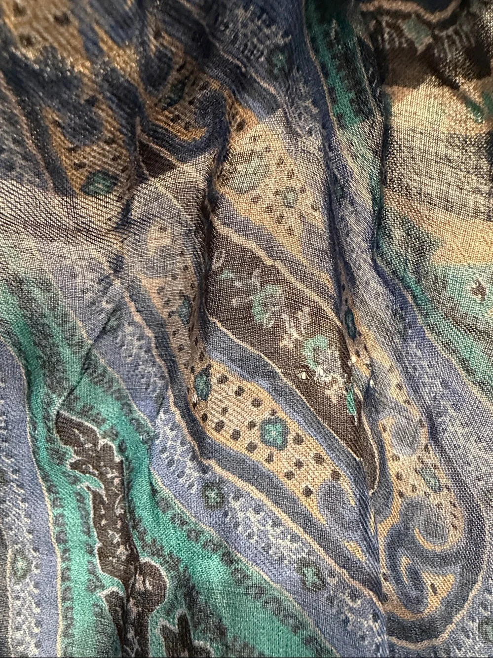 Etro Navy and Teal Paisley Unisex - Cashmere Scarf